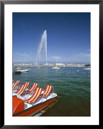 Lac Leman With Water Jet In Lake, Geneva, Switzerland by Hans Peter Merten Pricing Limited Edition Print image