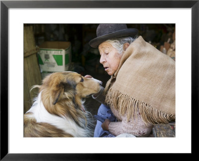 Elderly Female Vendor At Mercado De Los Brujas With Her Dog, La Paz, Bolivia by Brent Winebrenner Pricing Limited Edition Print image