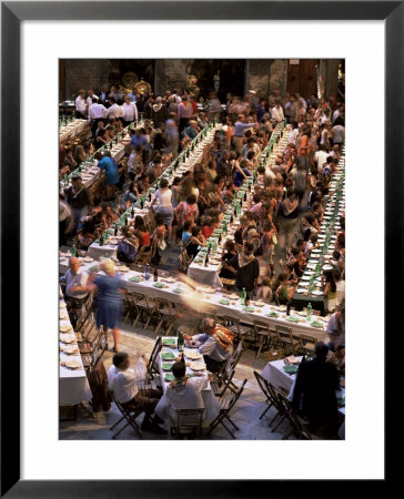 Large Banquet In The Contrada Quarter, Palio, Siena, Tuscany, Italy by Bruno Morandi Pricing Limited Edition Print image