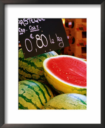 Watermelons For Sale At Market In Rue St. Clair, Annecy, Rhone-Alpes, France by David Tomlinson Pricing Limited Edition Print image