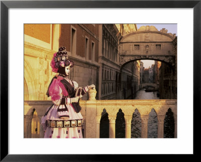 Carnival Costume And The Bridge Of Sighs, Venice, Veneto, Italy by Simon Harris Pricing Limited Edition Print image