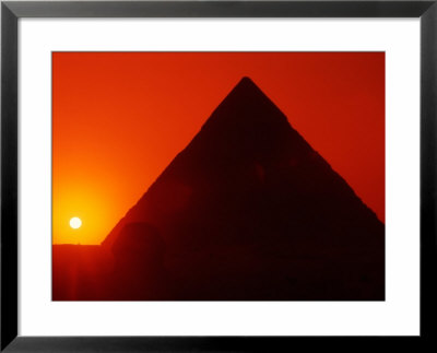 Sunset Behind The Sphinx And Chephren Pyramid, Cairo, Egypt by Steve Outram Pricing Limited Edition Print image