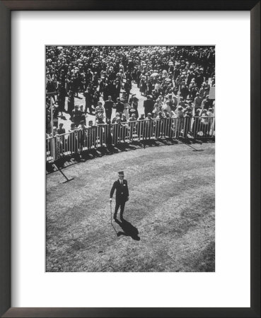 Man Standing In The Center Of The Royal Enclosure At Ascot Race Track by Mark Kauffman Pricing Limited Edition Print image