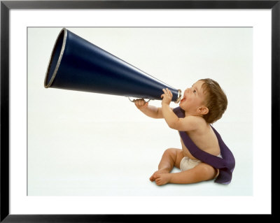 Baby With Megaphone Making Announcement by Frank Siteman Pricing Limited Edition Print image