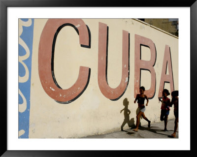 Cuban Girls Run In A Street In Havana, Cuba, Thursday, August 10, 2006 by Javier Galeano Pricing Limited Edition Print image