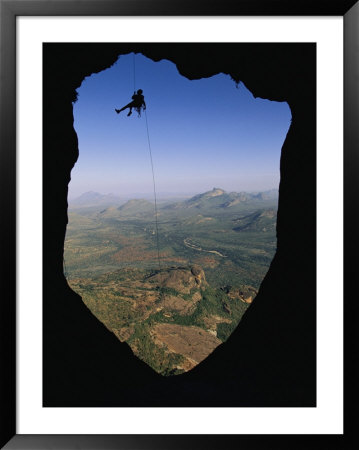 A Man Rappelling To His Bivouac On The East Face Of Poi by Bobby Model Pricing Limited Edition Print image
