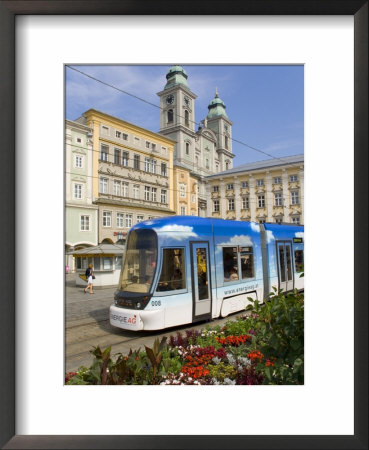 Tram And Old Cathedral, Hauptplatz, Linz, Austria by Charles Bowman Pricing Limited Edition Print image
