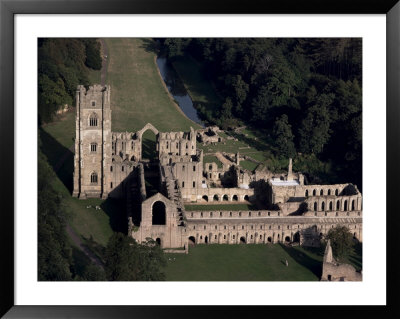 Aerial View Of Fountains Abbey, Unesco World Heritage Site, Yorkshire, England by Adam Woolfitt Pricing Limited Edition Print image