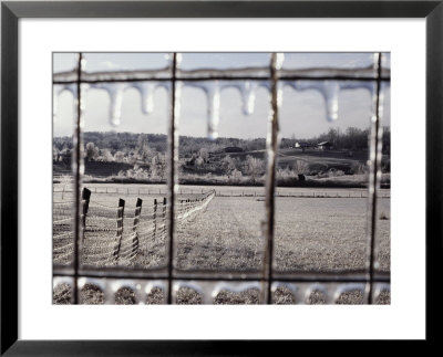View Through An Ice-Covered Fence Of A Farm In Virginia by Kenneth Garrett Pricing Limited Edition Print image