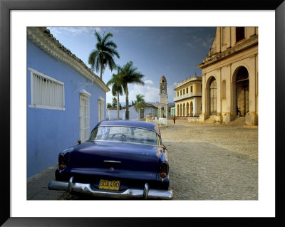 View Across Plaza Mayor With Old American Car Parked On Cobbles, Trinidad, Cuba, West Indies by Lee Frost Pricing Limited Edition Print image