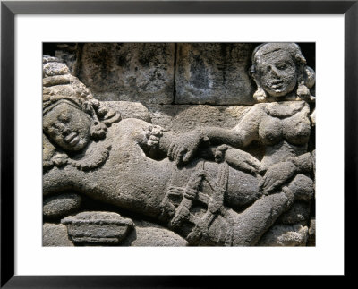 Ancient Stone Carved Panel, Borobudur Temple, Unesco World Heritage Site, Island Of Java, Indonesia by Jane Sweeney Pricing Limited Edition Print image