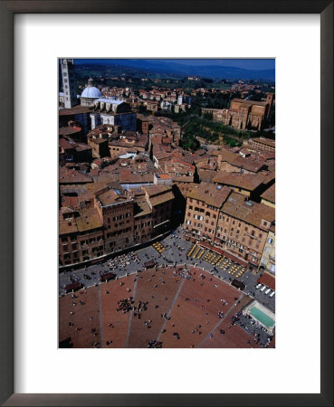 Aerial View Of Square From Top Of Torre Del Mangia Siena, Tuscany, Italy by Glenn Beanland Pricing Limited Edition Print image