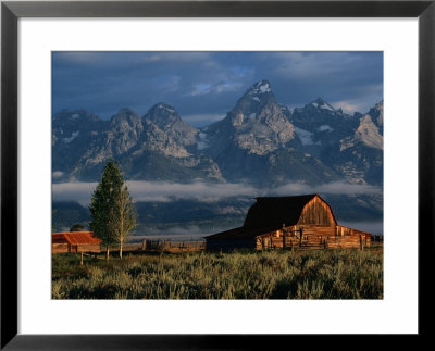 Barn On Mormon Row And The Teton Mountain Range, Grand Teton National Park, Usa by Brent Winebrenner Pricing Limited Edition Print image