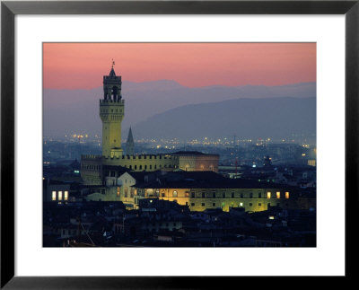 City Skyline, With Palazzo Vecchio, Illuminated At Dusk, Florence, Tuscany, Italy by John Elk Iii Pricing Limited Edition Print image