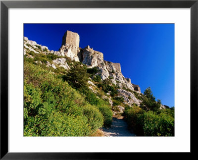 Cathar Castle On Rocky Hillside, Queribus, Languedoc-Roussillon, France by David Tomlinson Pricing Limited Edition Print image