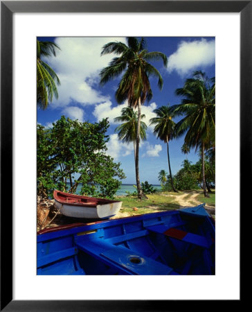 Wooden Fishing Boats Among Palm Trees, Pigeon Point, Trinidad & Tobago by Michael Lawrence Pricing Limited Edition Print image