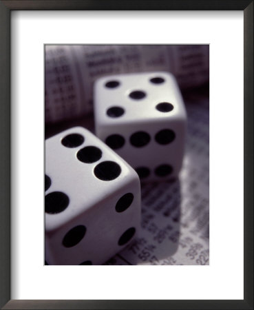 Dice Sitting On Financial Pages by Ted Dayton Pricing Limited Edition Print image