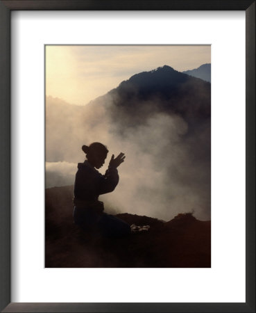Woman Leaving An Offering On Mt. Batur, Batur, Bali, Indonesia by Margie Politzer Pricing Limited Edition Print image