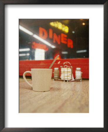 A Coffee Cup And A Diner Sign Spell Late Night Just Off Route 95 by Stephen St. John Pricing Limited Edition Print image