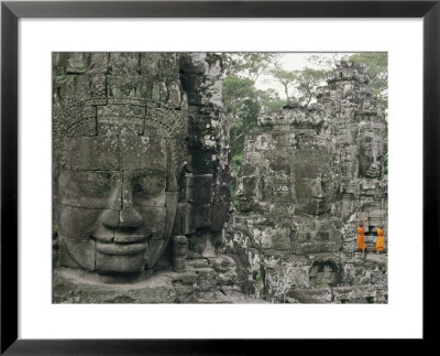Two Monks In Orange Robes Are Standing Near A Buddhist Temple by Paul Chesley Pricing Limited Edition Print image