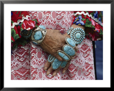 Heirloom Rings And Bracelets Lie Thick On The Arms And Hands Of A Zuni Woman by Joseph H. Bailey Pricing Limited Edition Print image