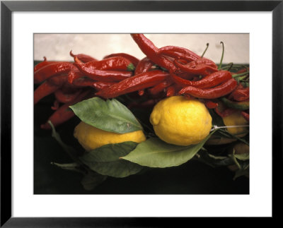Lemons And Dried Red Peppers For Sale As Local Produce On The Amalfi Coast In Ravello, Italy by Richard Nowitz Pricing Limited Edition Print image