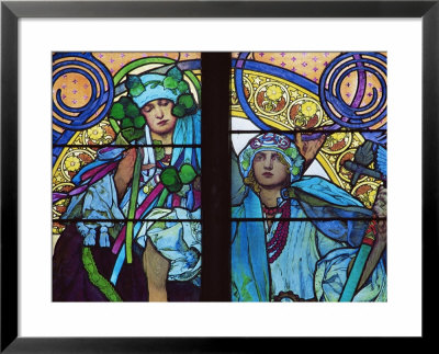Stained Glass By Mucha, St. Vitus Cathedral, Prague, Czech Republic by Upperhall Pricing Limited Edition Print image