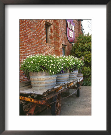 Flowers On Old Baggage Wagon, Vintage 1870 Shops, Napa Valley, California, Usa by John Alves Pricing Limited Edition Print image