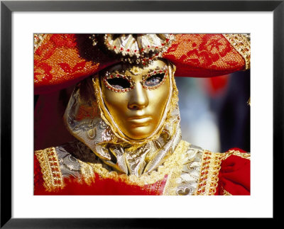 Portrait Of A Person Dressed In Mask And Costume Taking Part In Carnival, Venice, Italy by Lee Frost Pricing Limited Edition Print image