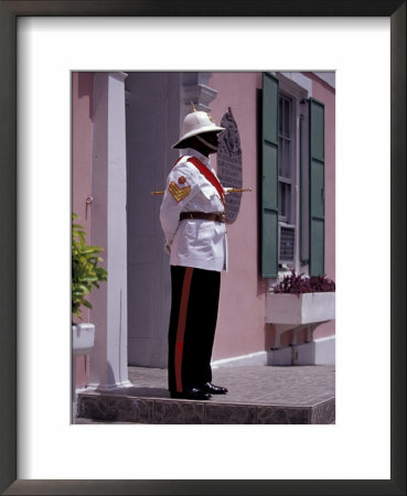 Guard In Parliament Square, Nassau, Bahamas, Caribbean by Greg Johnston Pricing Limited Edition Print image