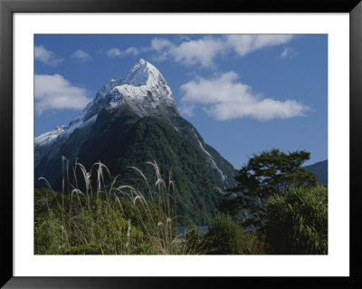 Mitre Peak In Milford Sound With Puffy White Clouds by Todd Gipstein Pricing Limited Edition Print image