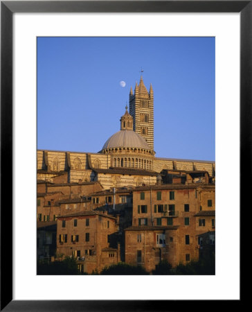 Moon In The Sky Above Cathedral And Houses Clustered Below At Sunset, Siena, Tuscany, Italy, Europe by Ruth Tomlinson Pricing Limited Edition Print image