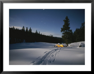 Tents Glow In The Moonlit Snow by Bobby Model Pricing Limited Edition Print image