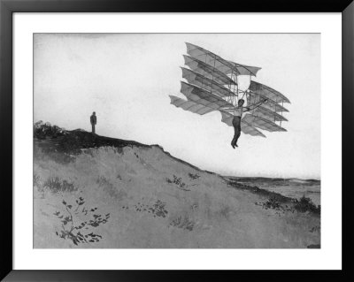 A Glider Rider Jumps Off A Dune At The Chanute Gliding Camp On The Shores Of Lake Michigan by Dr. Gilbert H. Grosvenor Pricing Limited Edition Print image