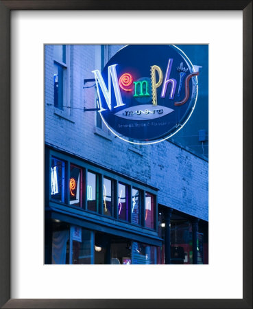 Neon Memphis Sign, Beale Street Entertainment Area, Memphis, Tennessee, Usa by Walter Bibikow Pricing Limited Edition Print image