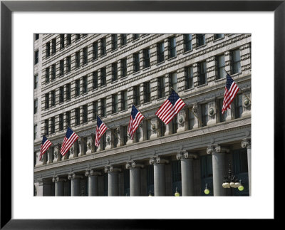 American Flags Decorate The Front Of A Michigan Avenue Building by Paul Damien Pricing Limited Edition Print image