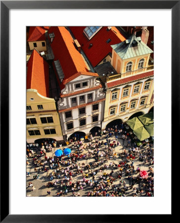 Looking Down On Crowds Outside Town Hall, Prague, Czech Republic by Jonathan Smith Pricing Limited Edition Print image