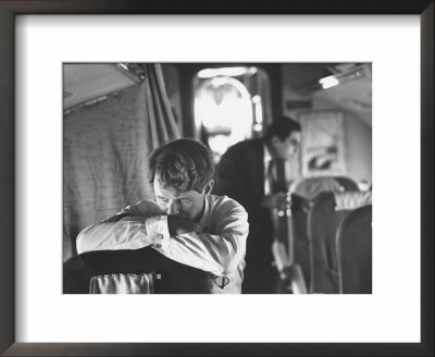 Thoughtful Senator Robert F. Kennedy On Airplane During Campaign Trip To Aid Local Candidates by Bill Eppridge Pricing Limited Edition Print image