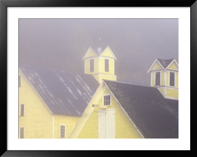 Foggy Morning And Yellow Barn Near White River Junction, Vermont, Usa by Darrell Gulin Pricing Limited Edition Print image