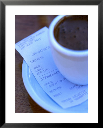 Greek Coffee And Bill, Chios Island, North-Eastern Aegean Islands, Greece by Alan Benson Pricing Limited Edition Print image