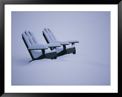 A Pair Of Adirondack Chairs In The Snow by Michael Melford Pricing Limited Edition Print image