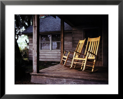 Seaside Cottage With A Pair Of Rocking Chairs On Its Porch by Melissa Farlow Pricing Limited Edition Print image