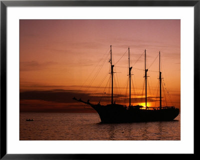 Tall Ship At Anchor South Of Rouseau, West Coast, Roseau, Dominica by Michael Lawrence Pricing Limited Edition Print image