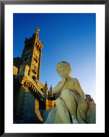 Statue In Front Of Basilique Notre Dame De La Garde, Marseille, France by Jean-Bernard Carillet Pricing Limited Edition Print image