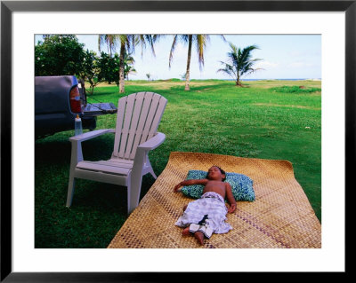 Boy Sleeping Outside Vaoto Lodge, Manua'a Islands, American Samoa by Peter Hendrie Pricing Limited Edition Print image
