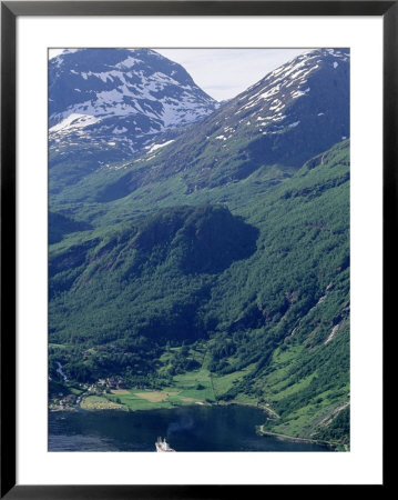Cruiseship At Geirangerfjord, Norway by Walter Bibikow Pricing Limited Edition Print image