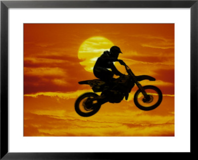 Digital Composite Of Motocross Racer Doing Jump by Steve Satushek Pricing Limited Edition Print image