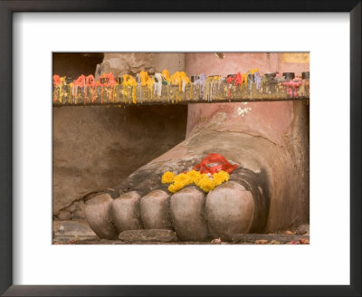 Thailand, Candle And Marigold Flowers At Buddha's Feet by Gavriel Jecan Pricing Limited Edition Print image