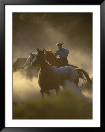 Cowgirl Rounding-Up Wild Horses, Or by B Gillingham Pricing Limited Edition Print image