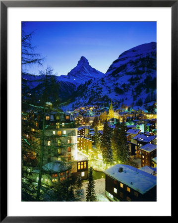 Zermatt And The Matterhorn Mountain In Winter, Zermatt, Swiss Alps, Switzerland, Europe by Gavin Hellier Pricing Limited Edition Print image